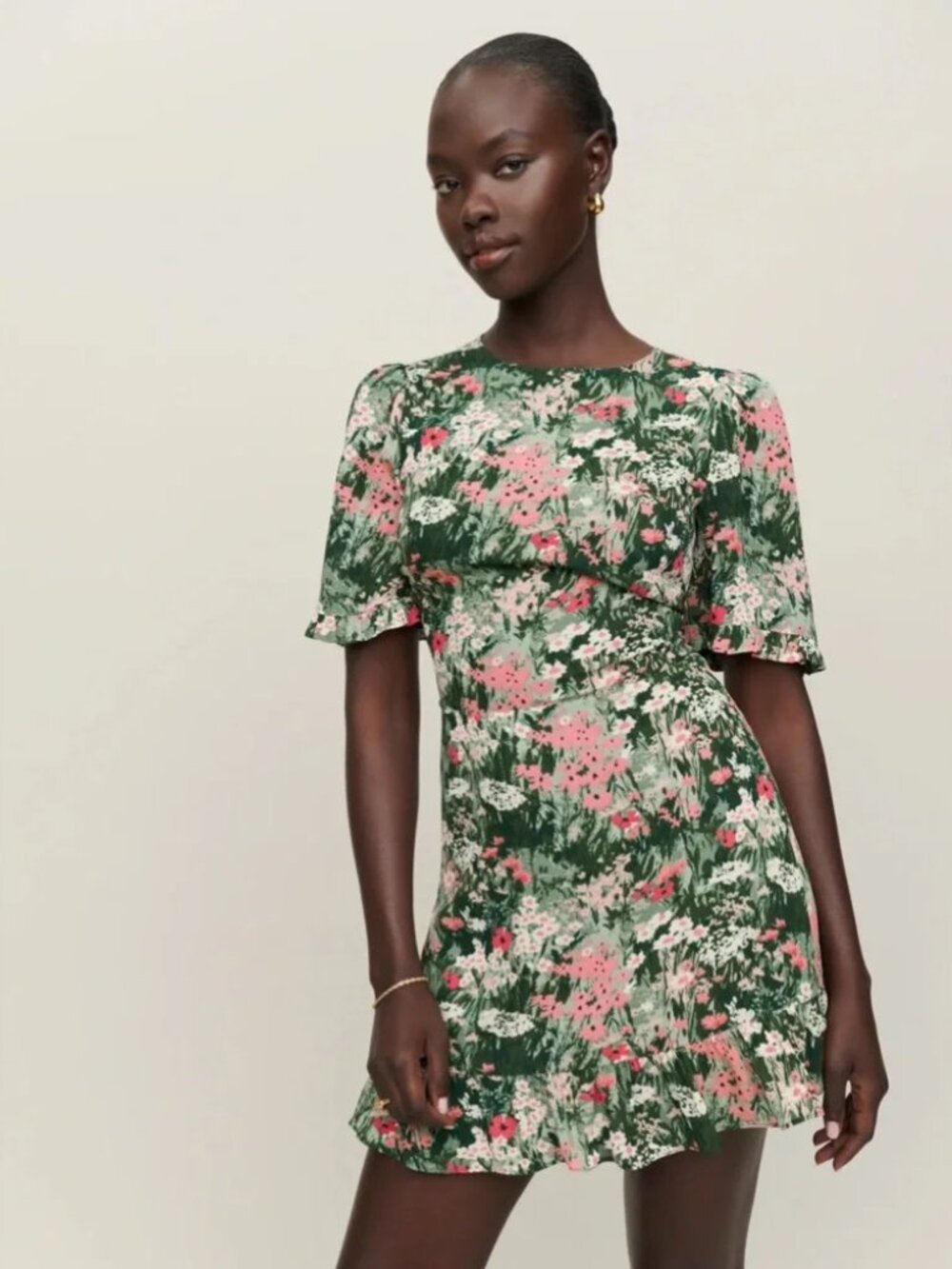 Reformation Alaina Dress Floral Short Sleeve Summer Dress in Bohemia Size 12